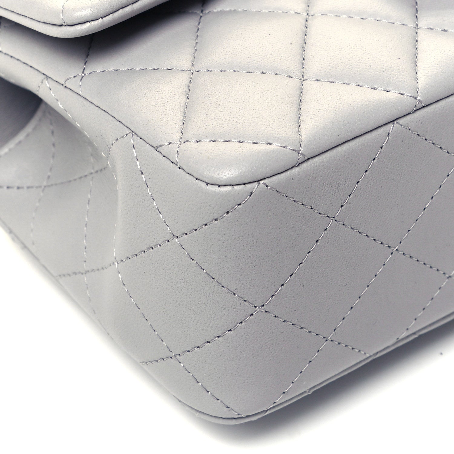 Chanel Lambskin Quilted Mini Top Handle Rectangular Flap Grey 7 of 8