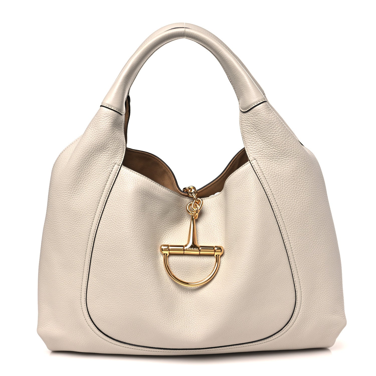 Gucci Grained Calfskin Softbit Maxi Shoulder Bag Taupe 1 of 10