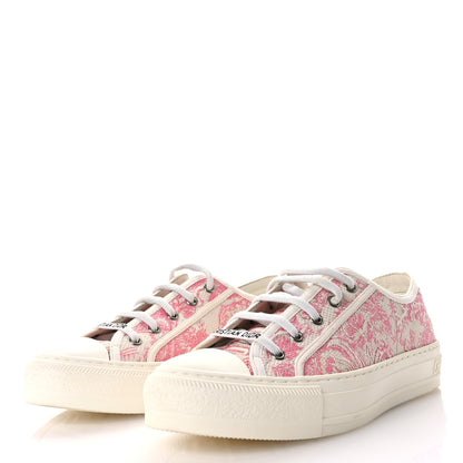 Christian Dior Canvas Toile De Jouy Embroidered Womens Walk'N'Dior Low Top Sneakers 38 Off-White Pink 4 of 9