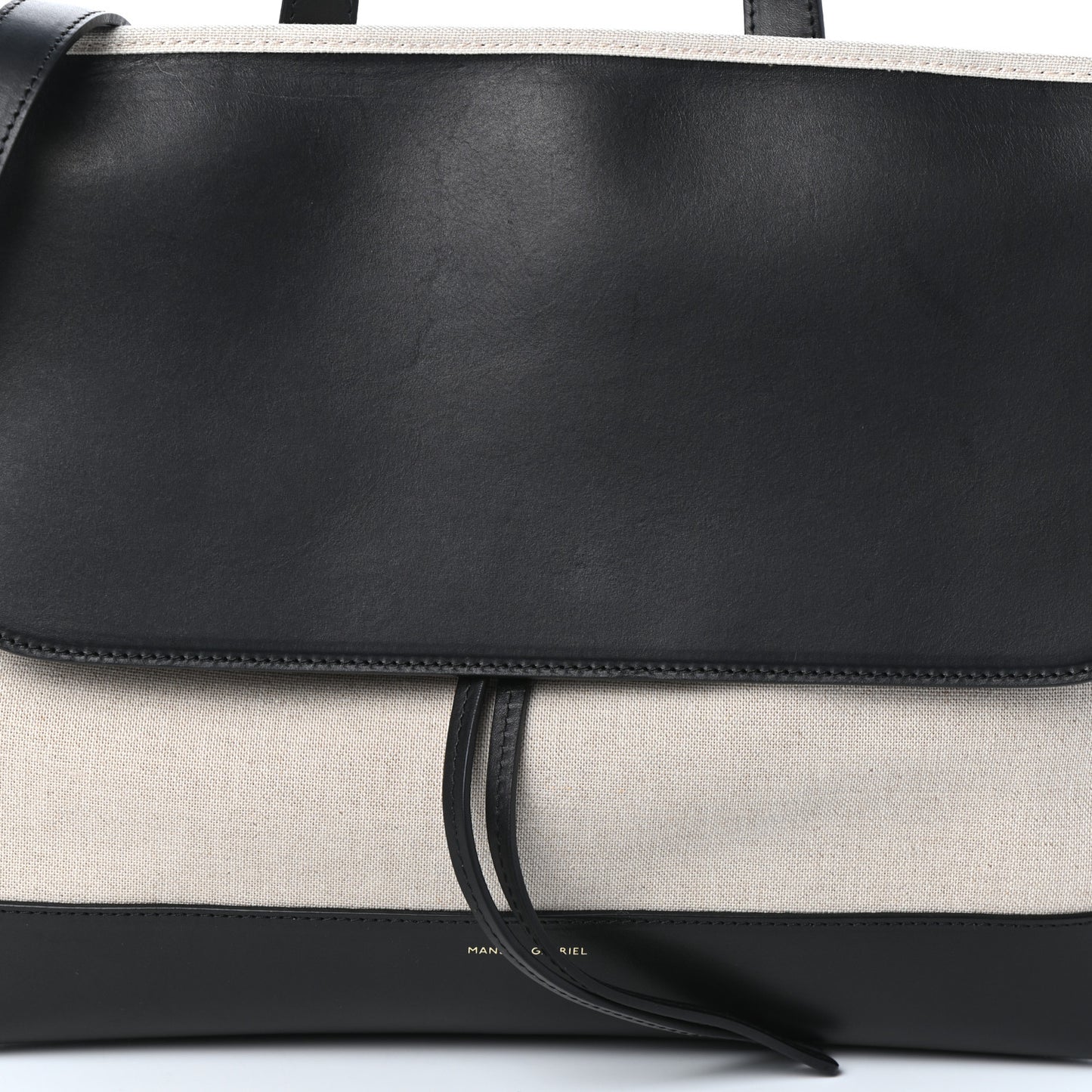 Canvas Calfskin Lady Bag Creme Black