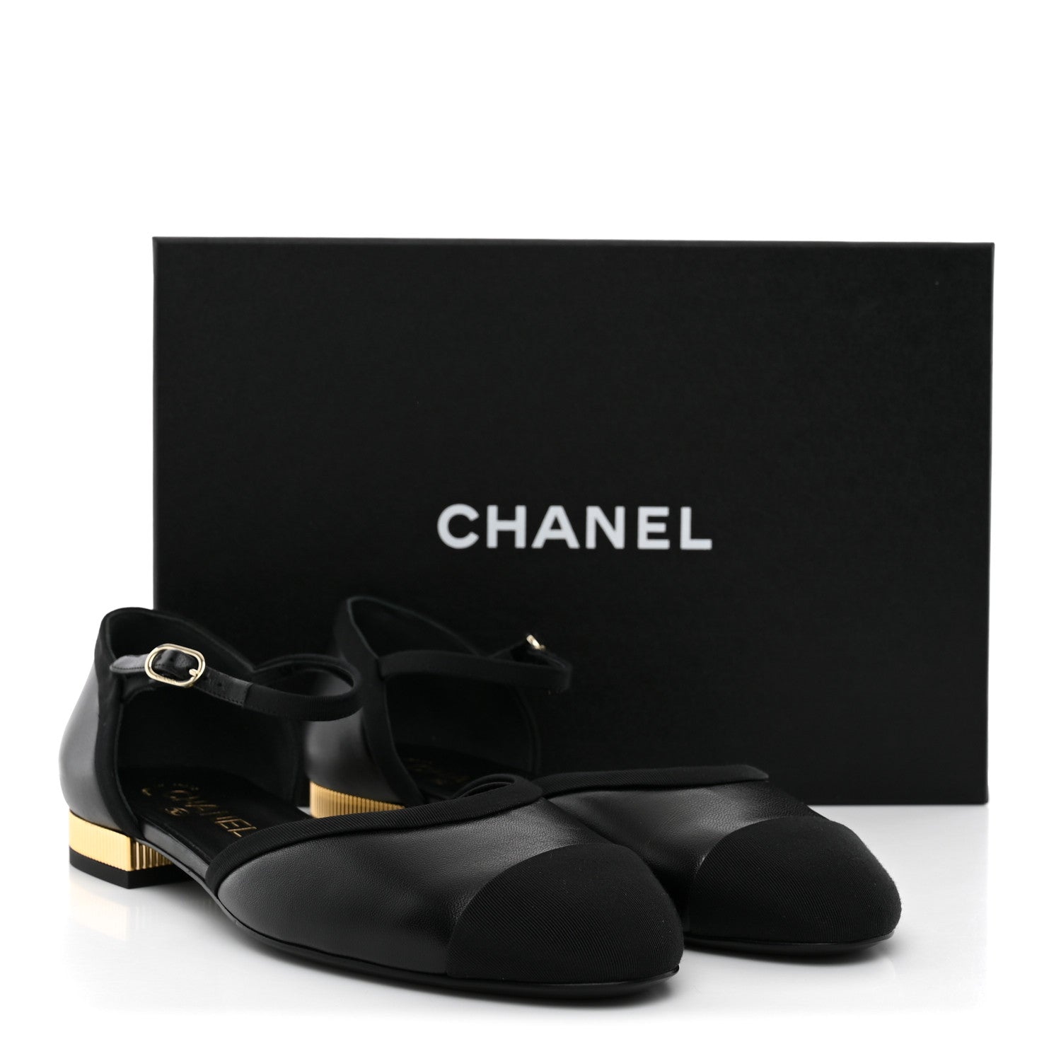 Chanel Lambskin Grosgrain Cap Toe Mary Jane Flats 38.5 Black 10 of 10
