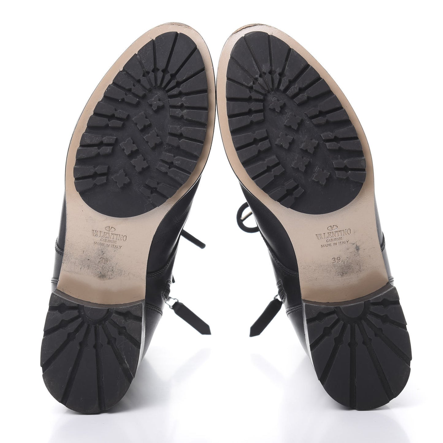 Calfskin Techno Couture Combat Boots 39 Black