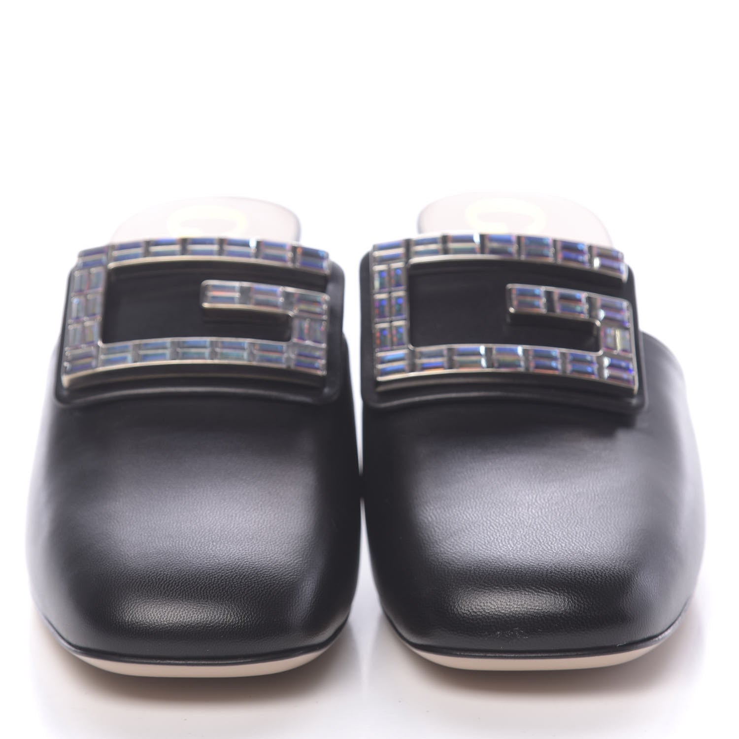 Gucci Malaga Kid Crystal Square G Madelyn Mules 37 Black 2 of 9