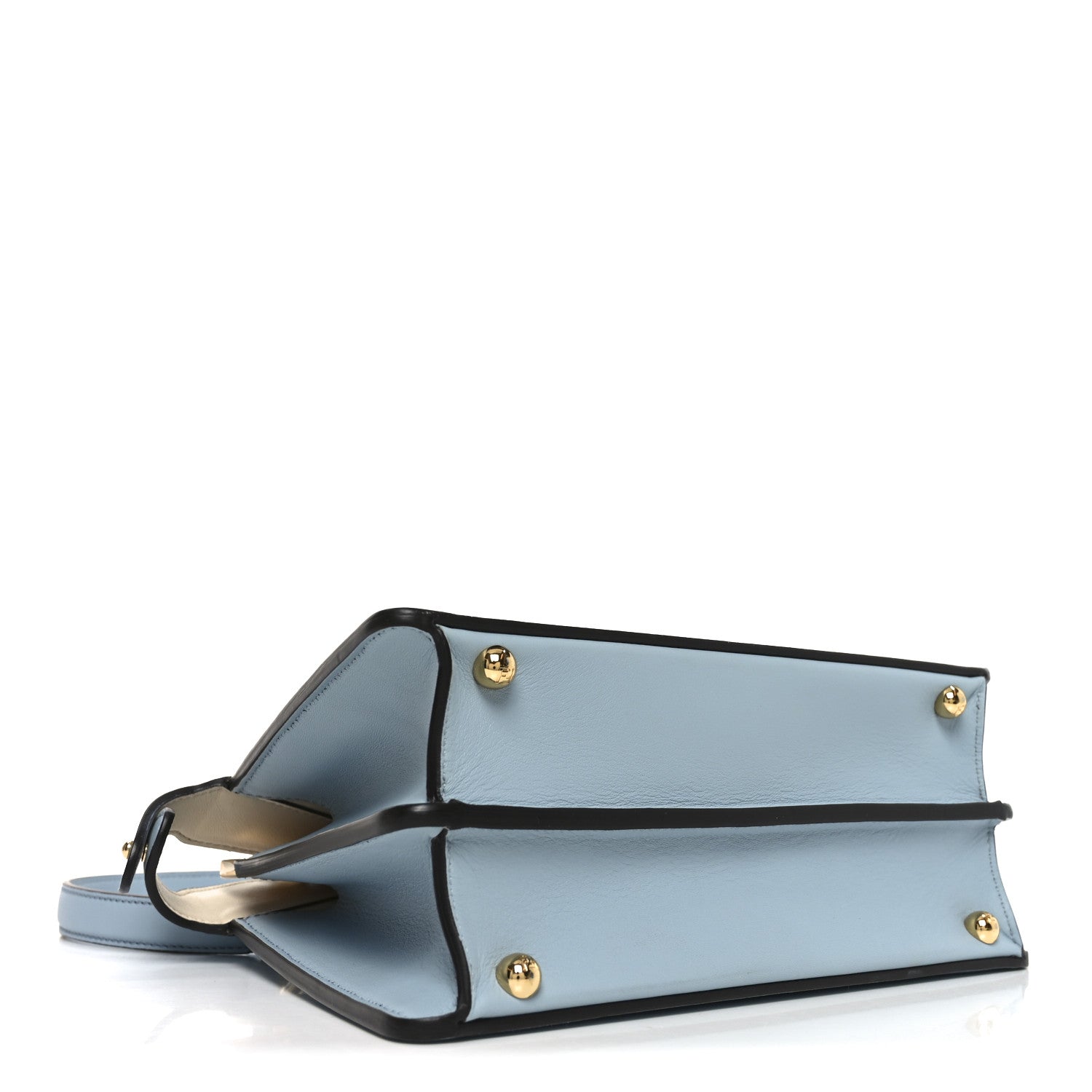 Fendi Vitello Seta Shiny Nappa Small Peekaboo I SEE U Satchel Azzurro Baby Camelia 4 of 10