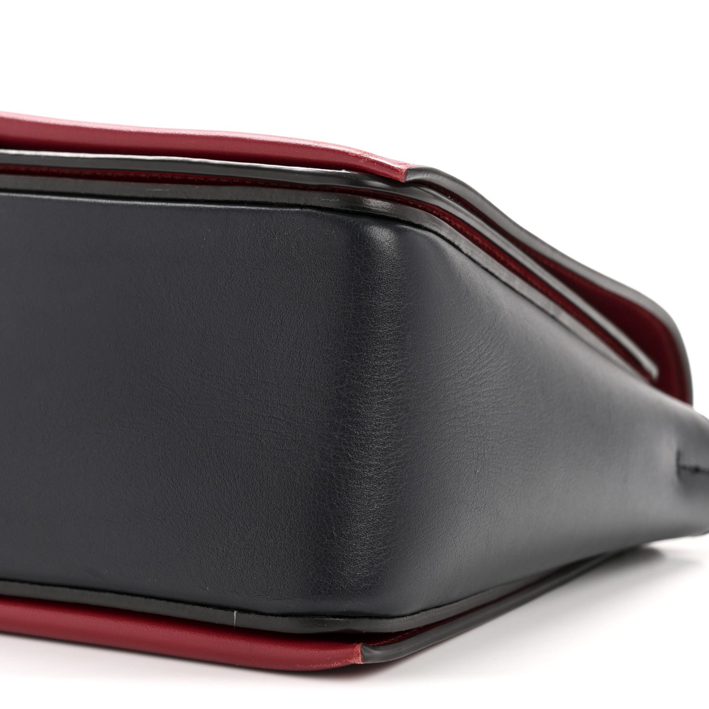 Shiny Smooth Calfskin Medium Frame Shoulder Bag Red Navy