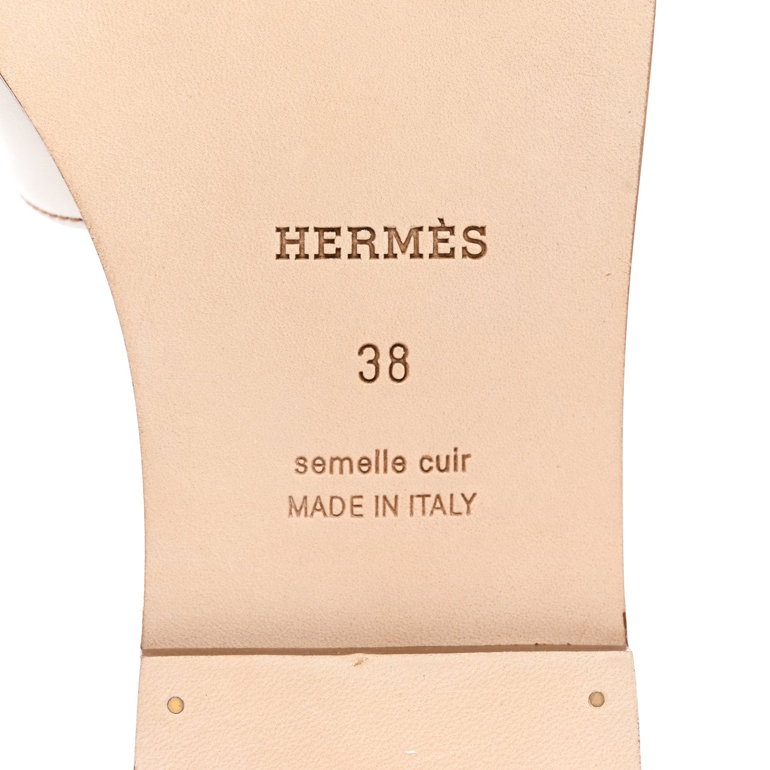 Hermes Box Calfskin Oran Sandals 38 White 6 of 9