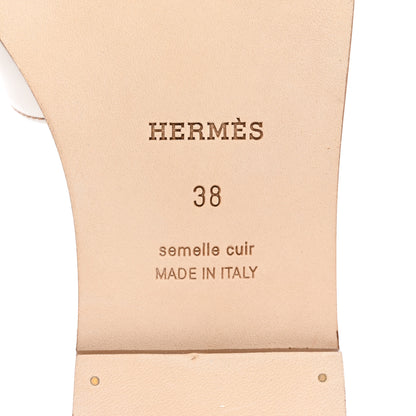 Hermes Box Calfskin Oran Sandals 38 White 6 of 9