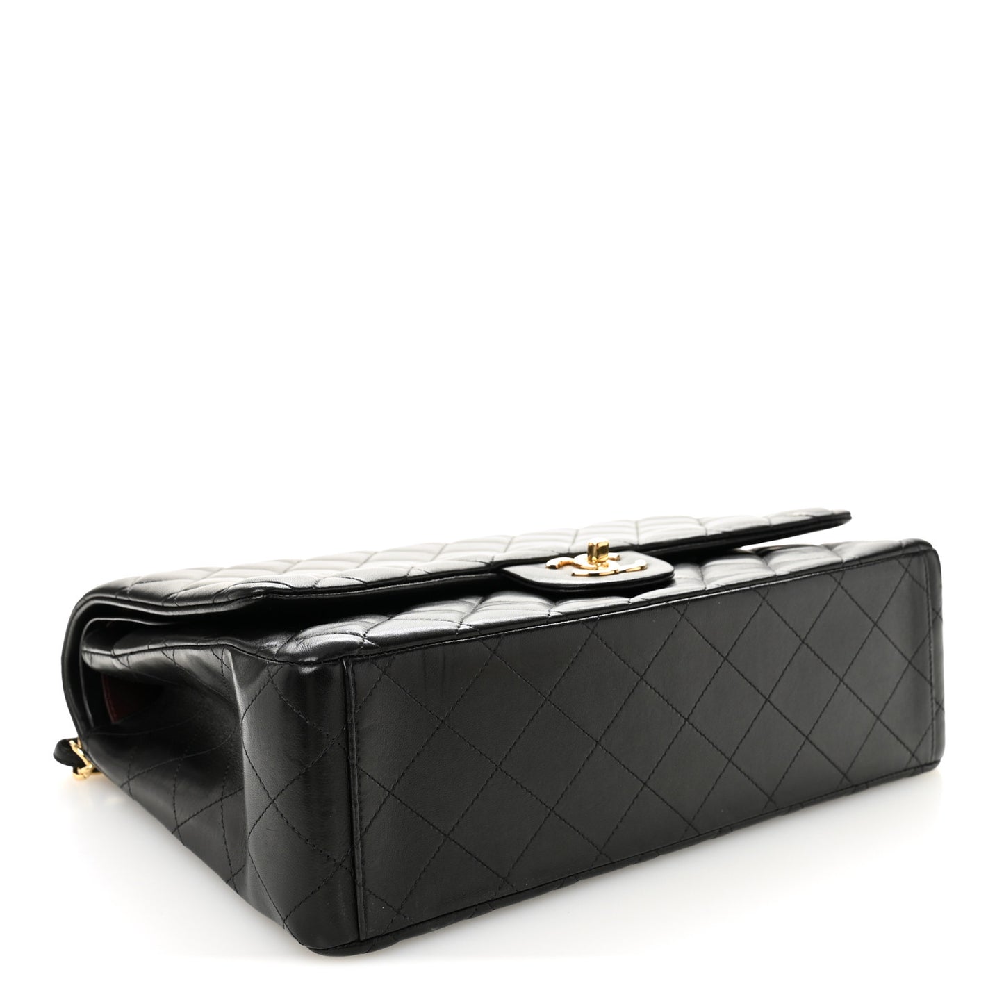 Lambskin Quilted Maxi Double Flap Black