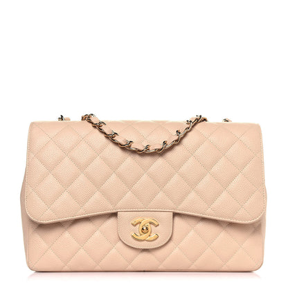 Chanel Caviar Quilted Jumbo Single Flap Beige Clair 1 of 13