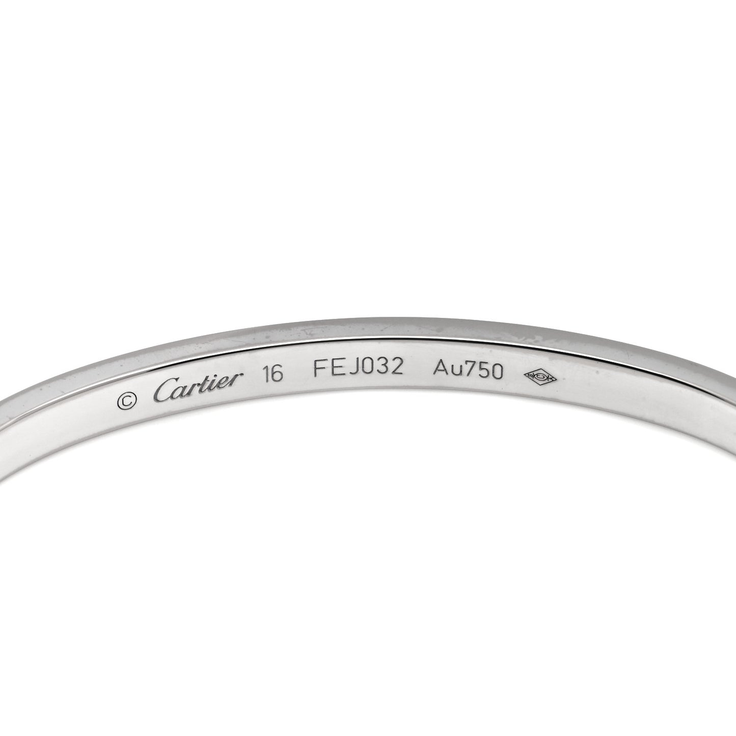 18K White Gold 10 Diamond Small LOVE Bracelet 16