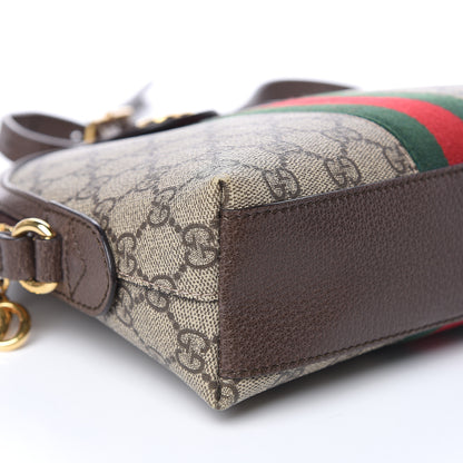 Gucci GG Supreme Monogram Textured Dollar Calfskin Web Small Ophidia Dome Shoulder Bag Beige Ebony New Acero 8 of 10