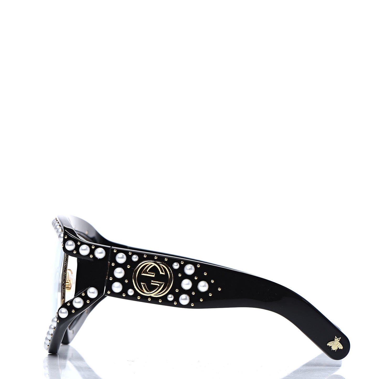 Acetate Pearl Rectangular Frame Sunglasses GG0234S Black