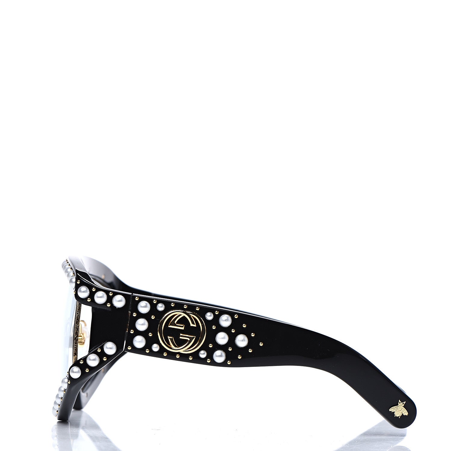 Gucci Acetate Pearl Rectangular Frame Sunglasses GG0234S Black 2 of 6