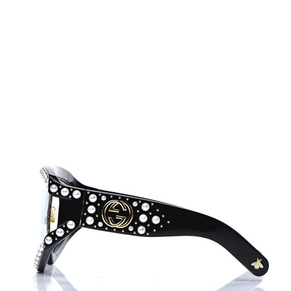 Gucci Acetate Pearl Rectangular Frame Sunglasses GG0234S Black 2 of 6