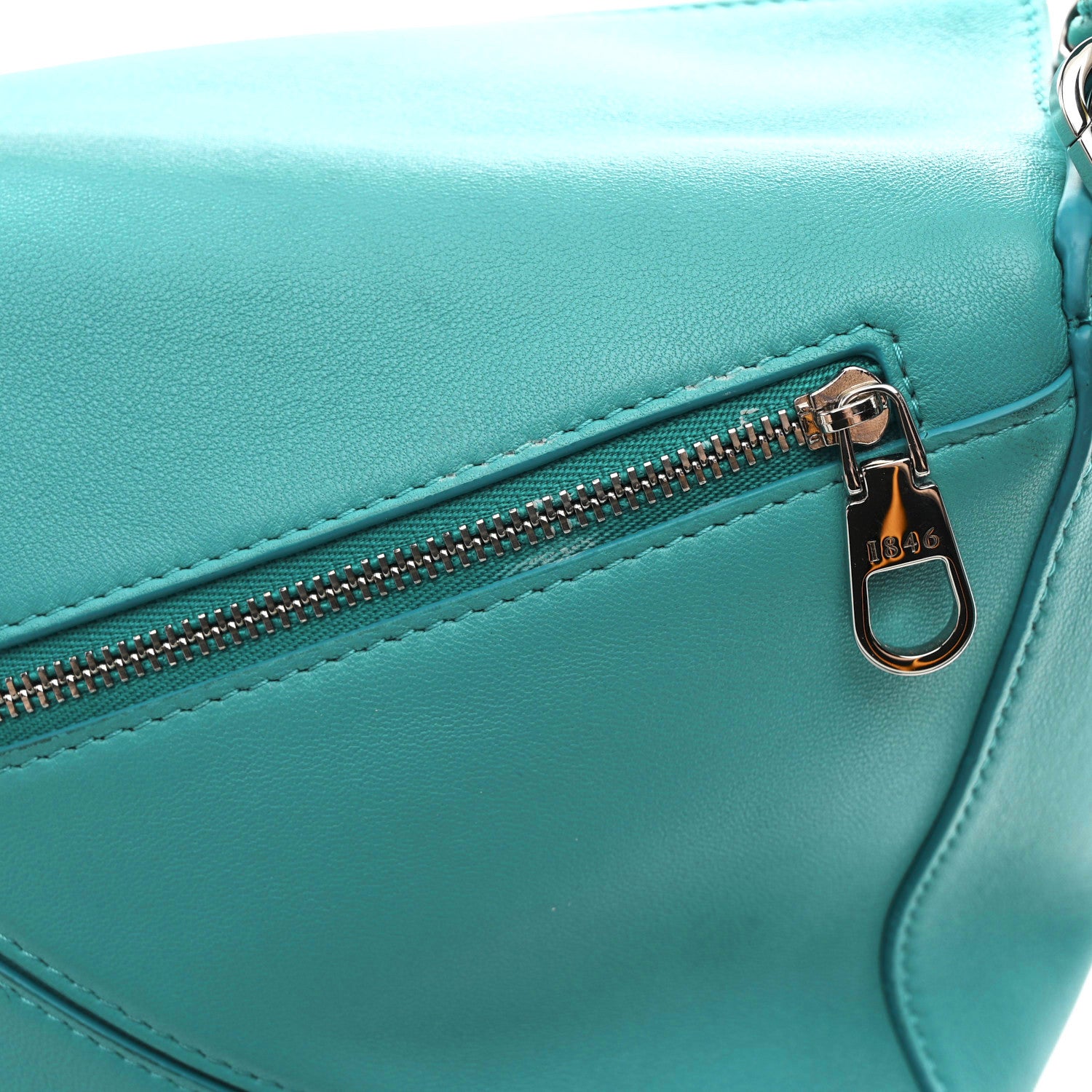 Loewe Nappa Lambskin Small Featherlight Puzzle Bag Aquamarine