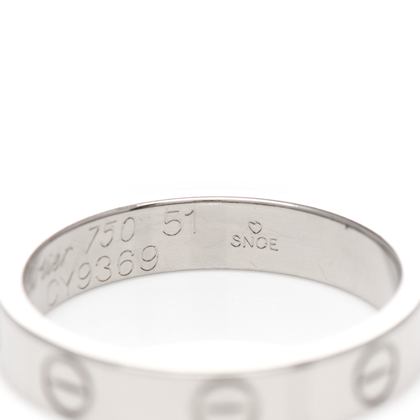 18K White Gold 3.5mm LOVE Wedding Band Ring 51 5.75