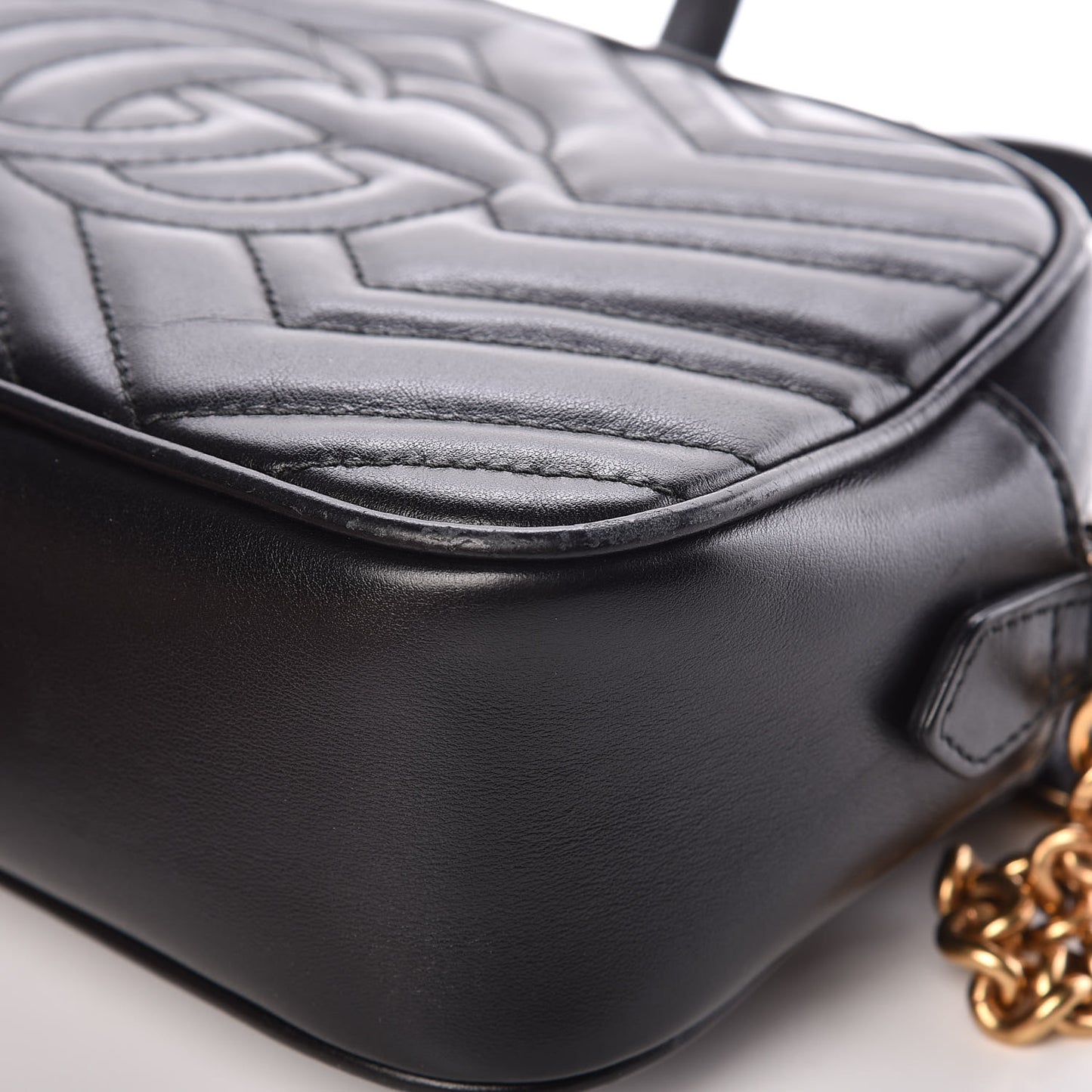 Calfskin Matelasse Small GG Marmont Chain Shoulder Bag Black