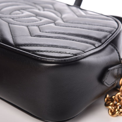 Gucci Calfskin Matelasse Small GG Marmont Chain Shoulder Bag Black 10 of 15