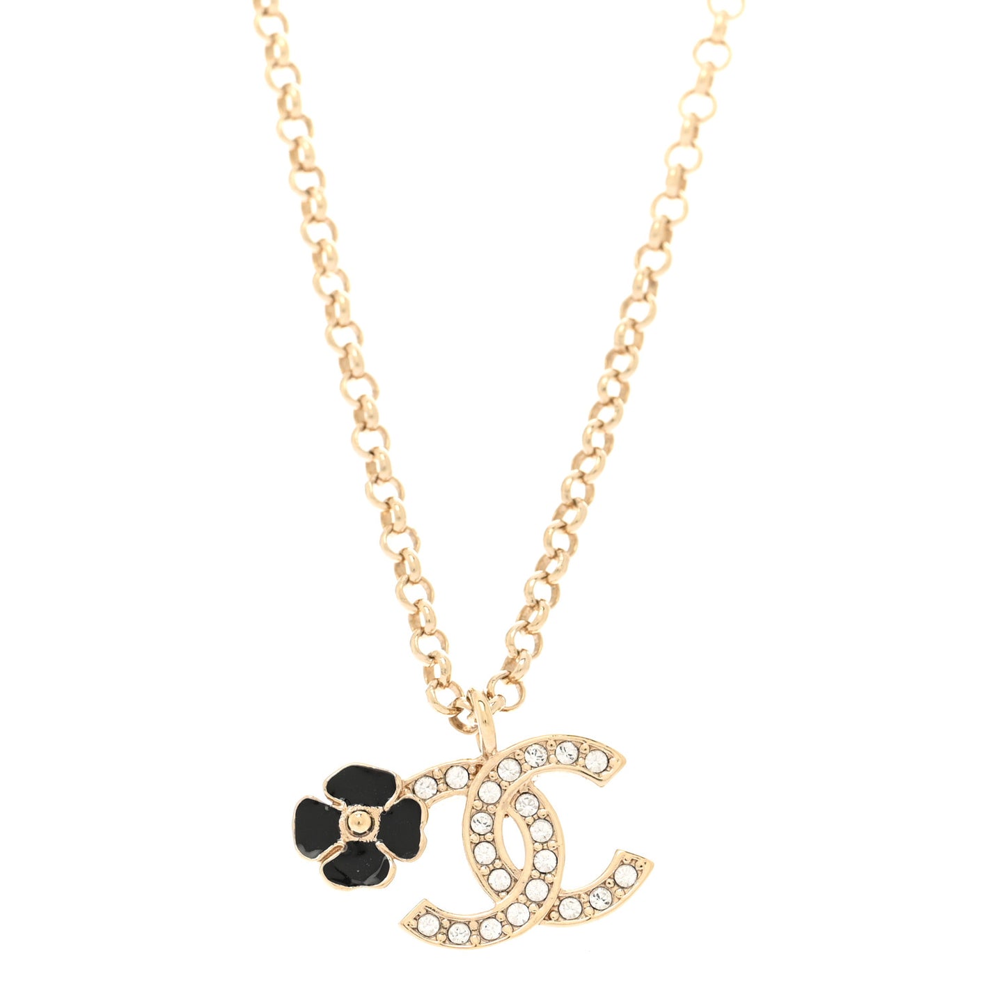 Crystal CC Camellia Necklace Gold Black