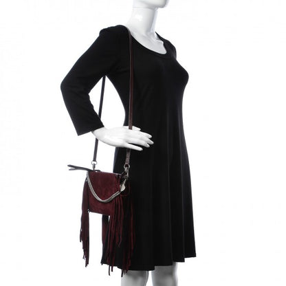 Givenchy Calfskin Suede Fringe Cross 3 Crossbody Bag Aubergine 2 of 9