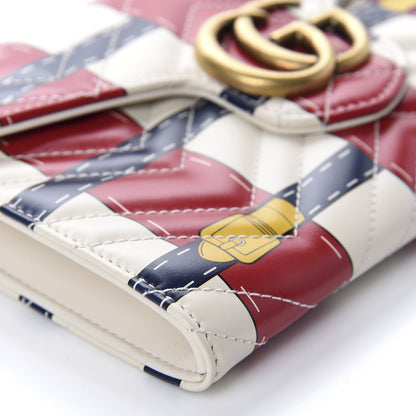 Gucci Calfskin Matelasse Trompe L'Oeil Print Mini GG Marmont Chain Wallet White 7 of 11