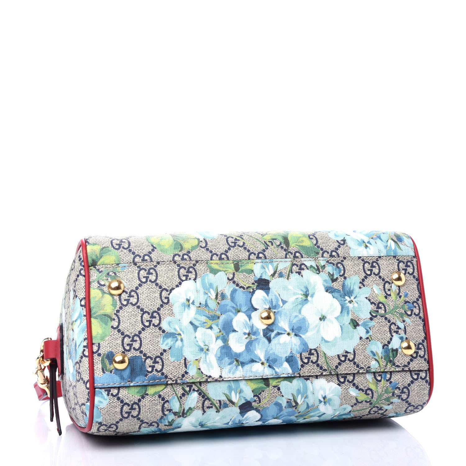 Gucci GG Supreme Monogram Blooms Small Boston Beige Blue Navy Hibiscus Red 4 of 10