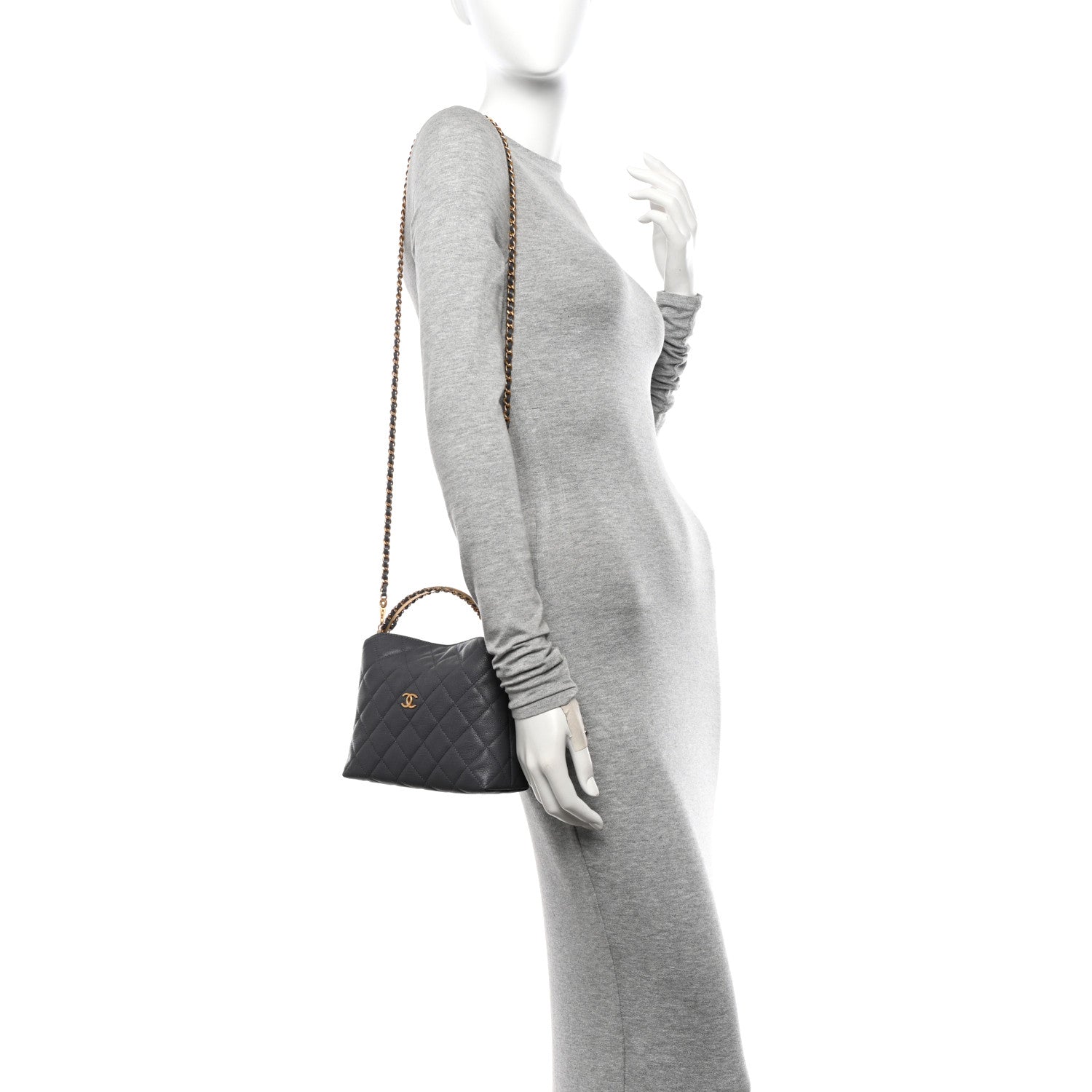 Chanel Caviar Quilted Chanel Way Clutch With Chain Grey 2 of 10