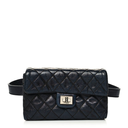 Chanel Glazed Aged Calfskin Quilted 2.55 Reissue Flap Belt Bag Clutch Black 1 of 13