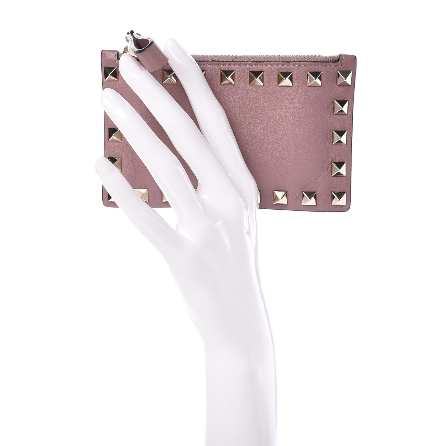 Valentino Garavani Vitello Rockstud Coin Case Card Holder Lipstick 2 of 9
