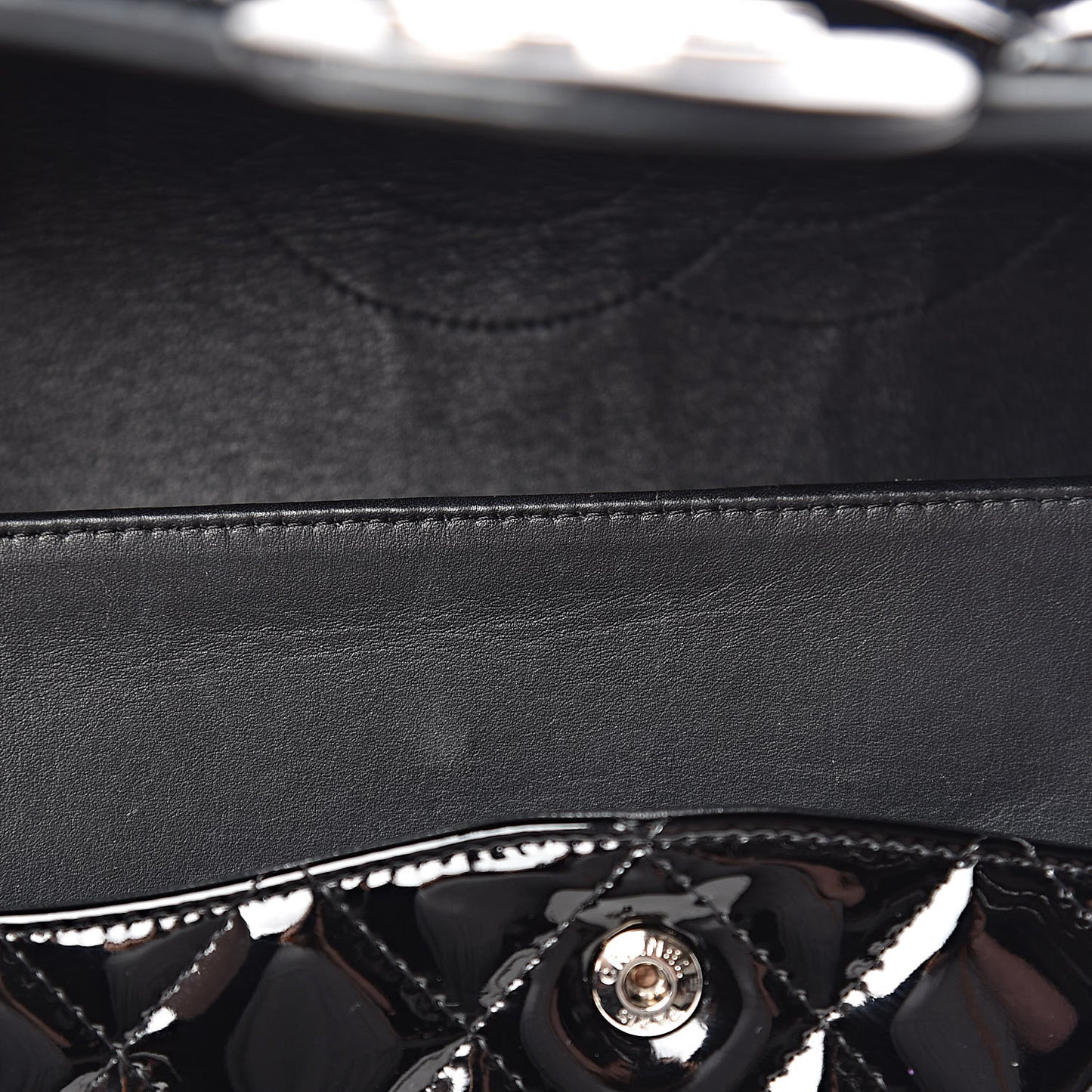 Patent Quilted Maxi Double Flap Black