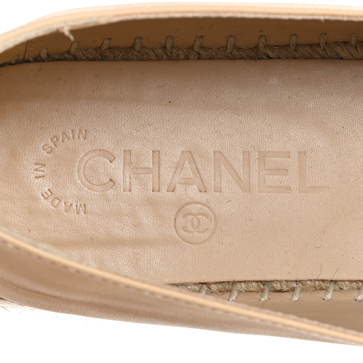 Chanel Lambskin CC Espadrilles 39 Beige Black 8 of 9