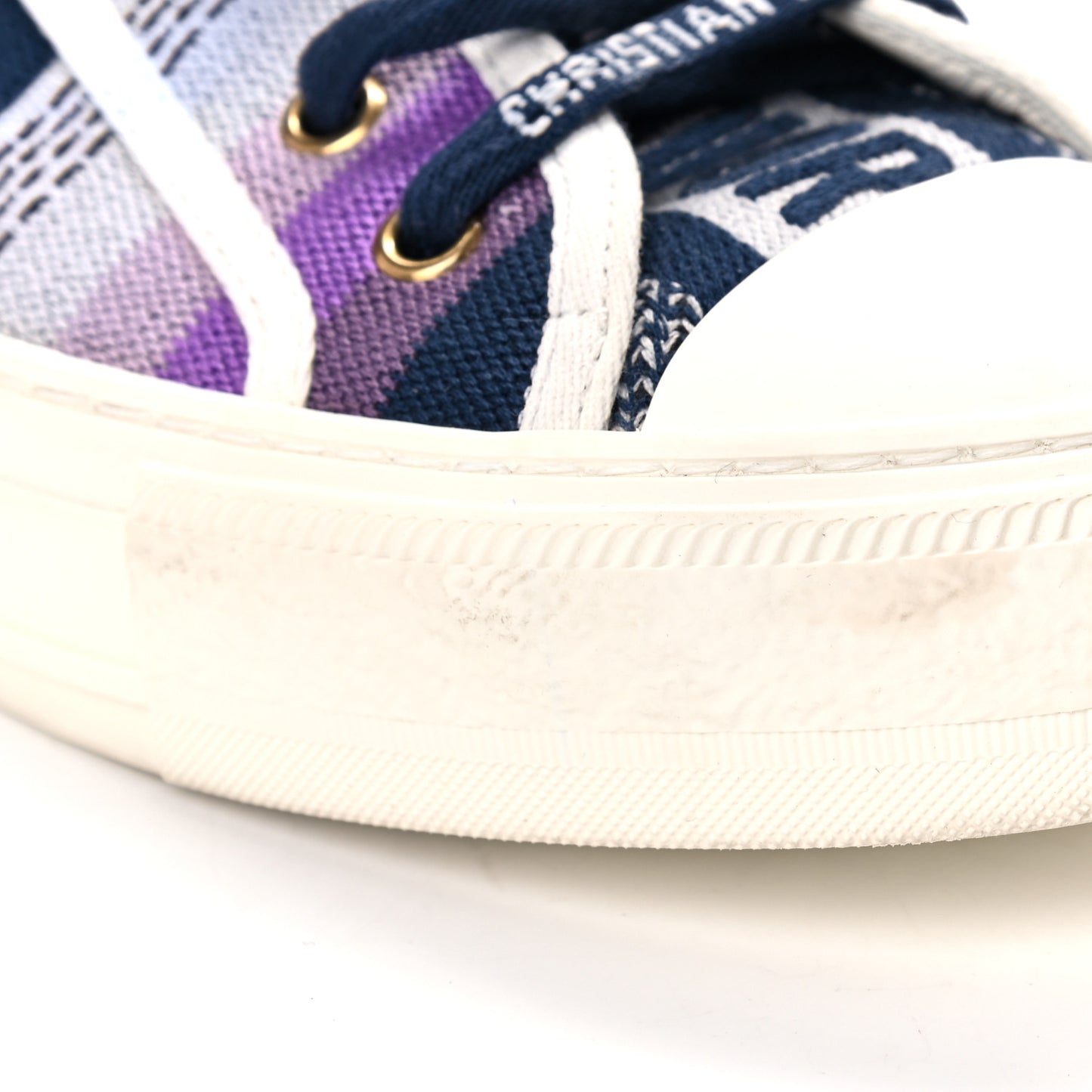 Canvas Rainbow Embroidered Womens Walk'N'Dior Low Top Sneakers 39.5 Multicolor