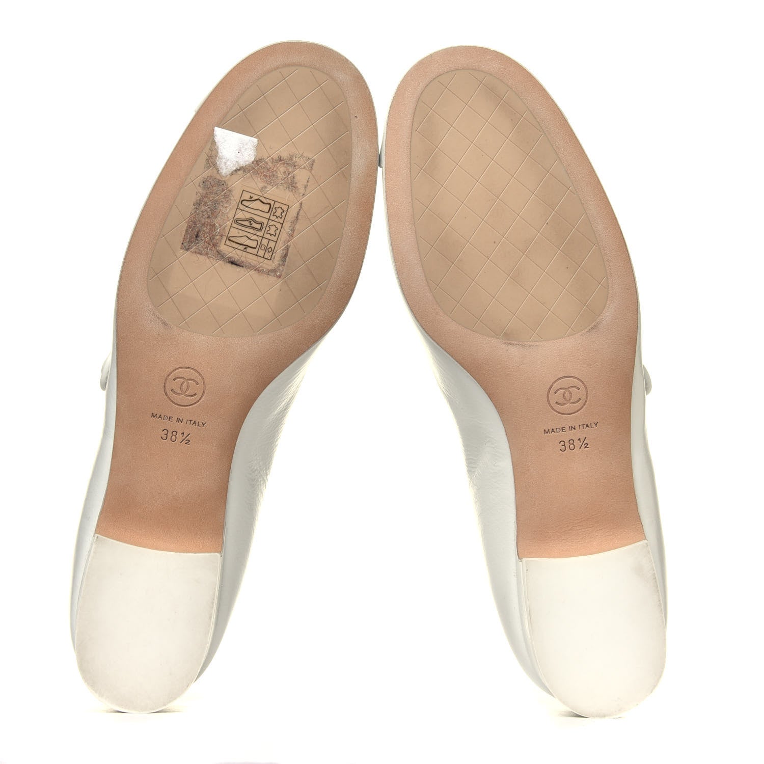 Chanel Patent Calfskin Mary Jane Strap Pumps 38.5 White 12 of 12