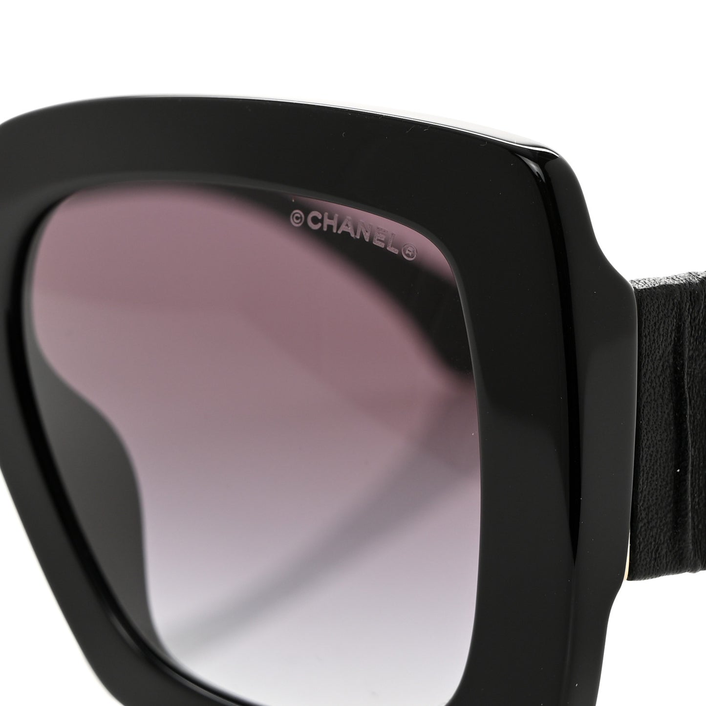 Acetate Calfskin Square Sunglasses 5474-Q-A Black