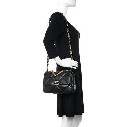 Chanel Shiny Goatskin Quilted Medium Chanel 19 Flap Black 2 of 11