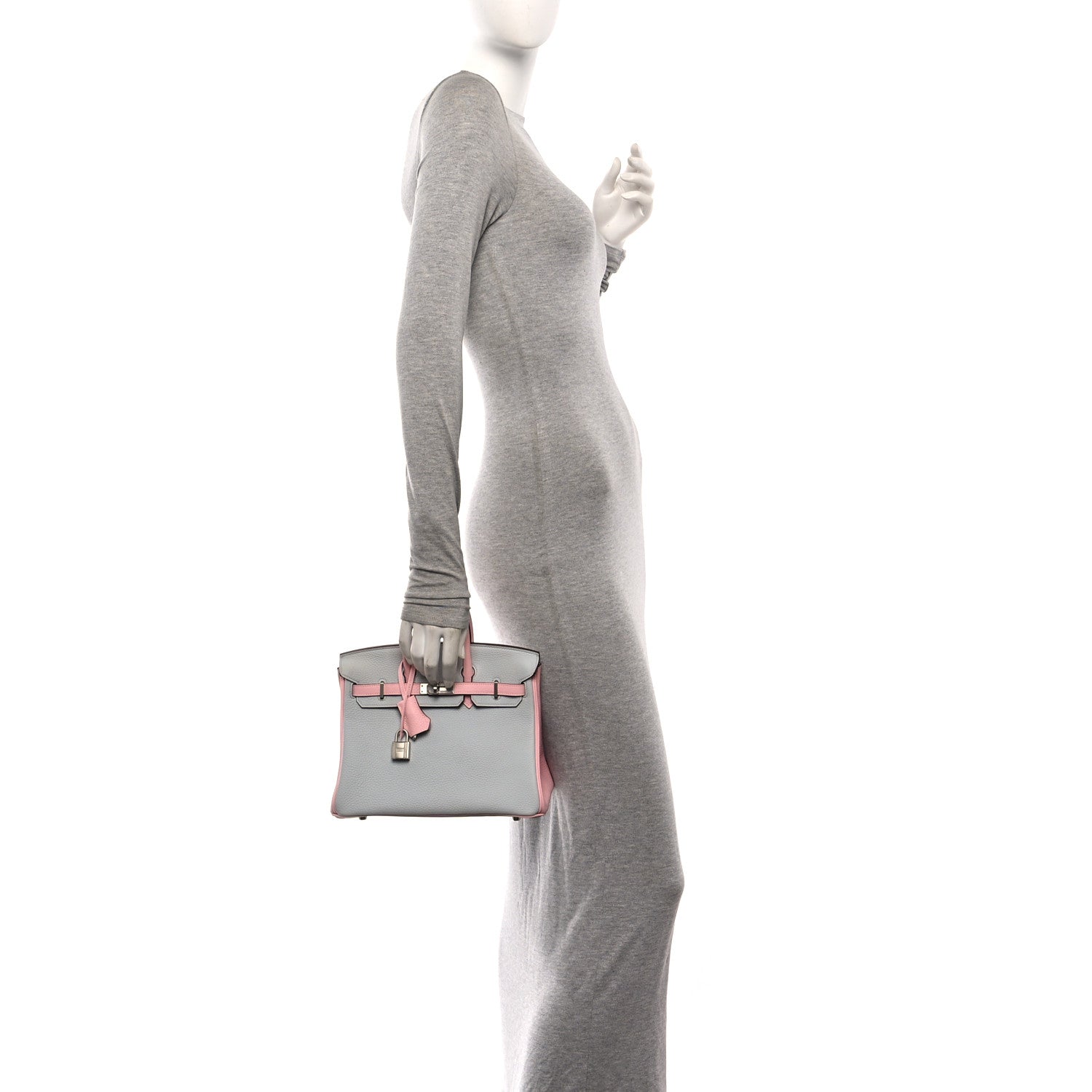 Hermes Togo Horseshoe Birkin 25  Bleu Pale Rose Sakura 2 of 11