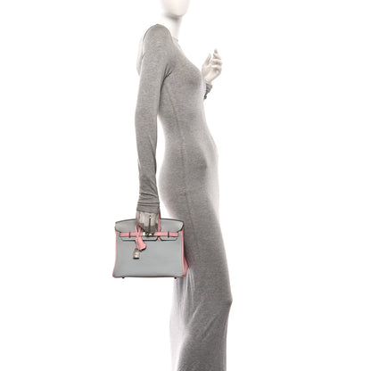Hermes Togo Horseshoe Birkin 25  Bleu Pale Rose Sakura 2 of 11