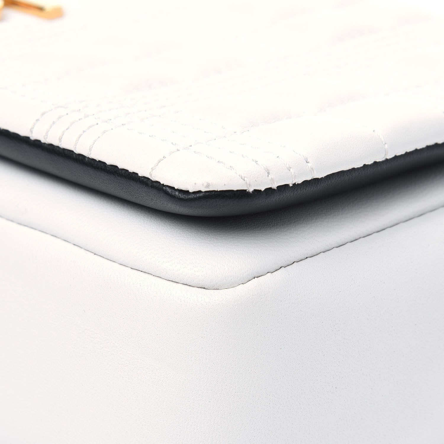 Burberry Lambskin Quilted Small Lola Bag White Black 12 of 15