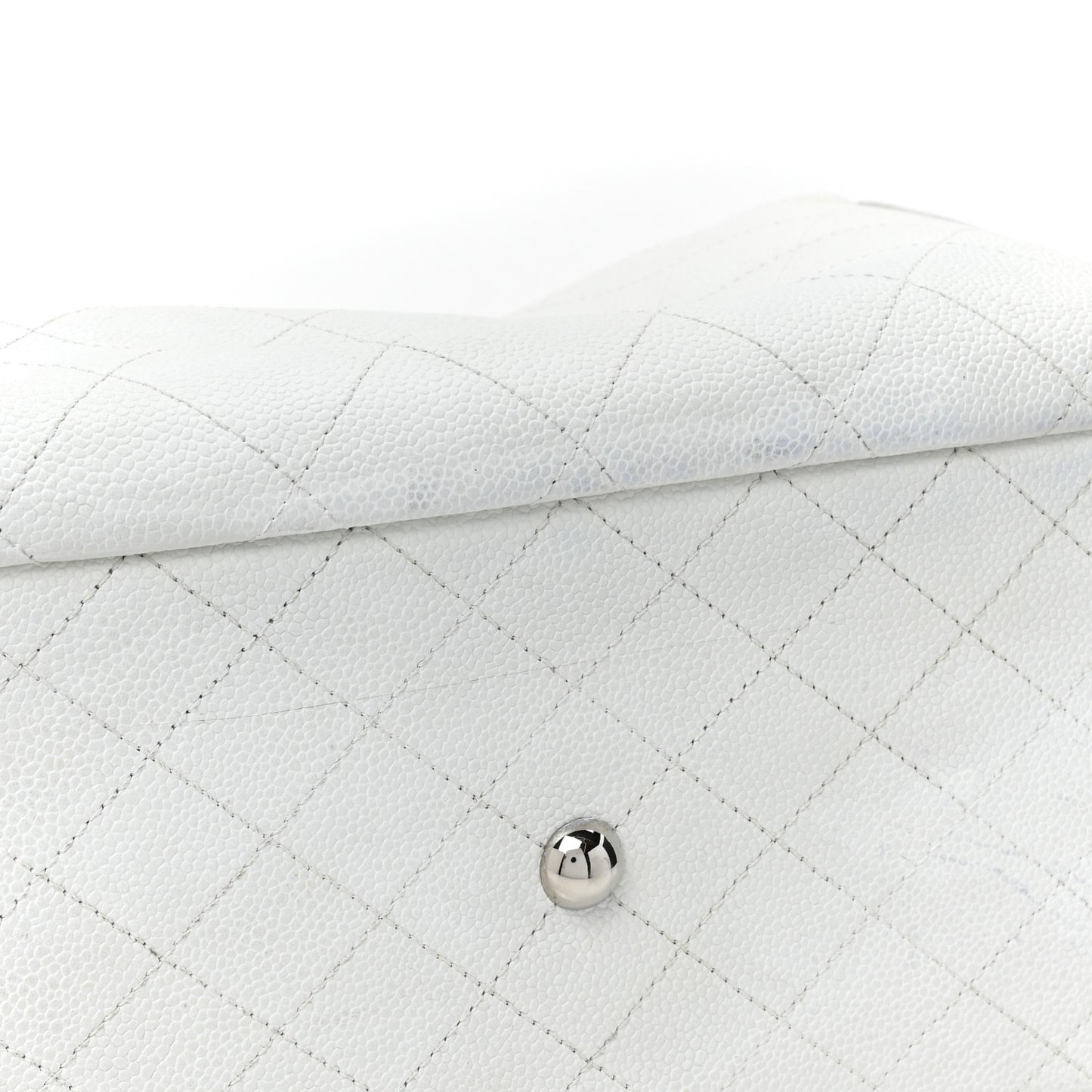 Grained Calfskin CC Pocket Tote White