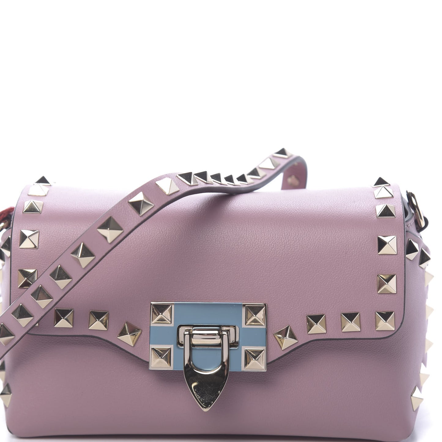 Vitello Mini Rockstud Crossbody Bag Lipstick