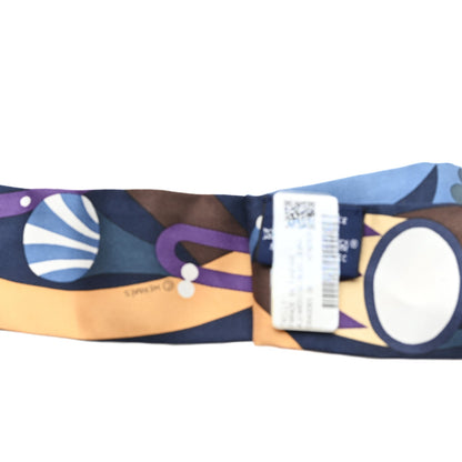 Hermes Silk Parade En Fanfare Twilly Ajaccio Ardoise Bleu Jean 3 of 3