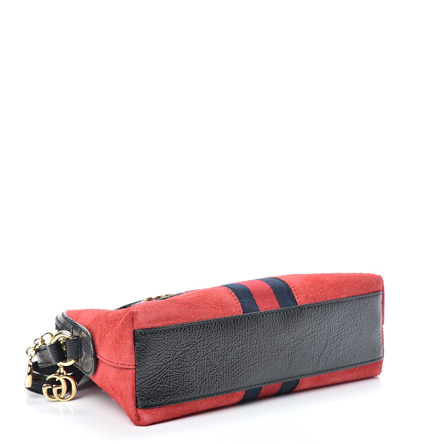 Suede Patent Web GG Small Ophidia Dome Shoulder Bag Hibiscus Red