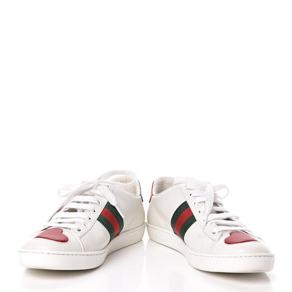 Gucci Calfskin Web Heart Embroidered Womens Ace Sneakers 37 White 7 of 10