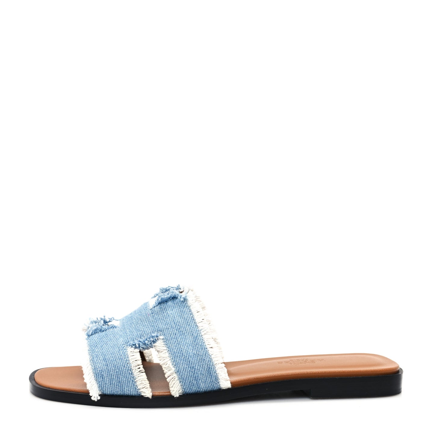 Denim Oran Fringe Sandals 35 Bleu Clair