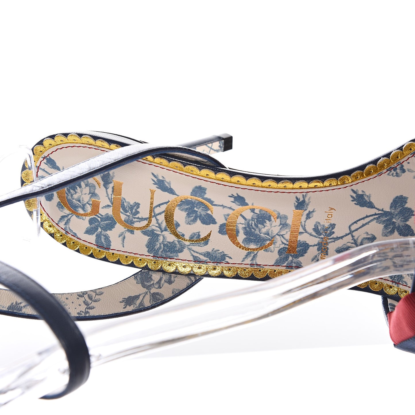Calfskin Heel Sandal Web Bow 38 Navy