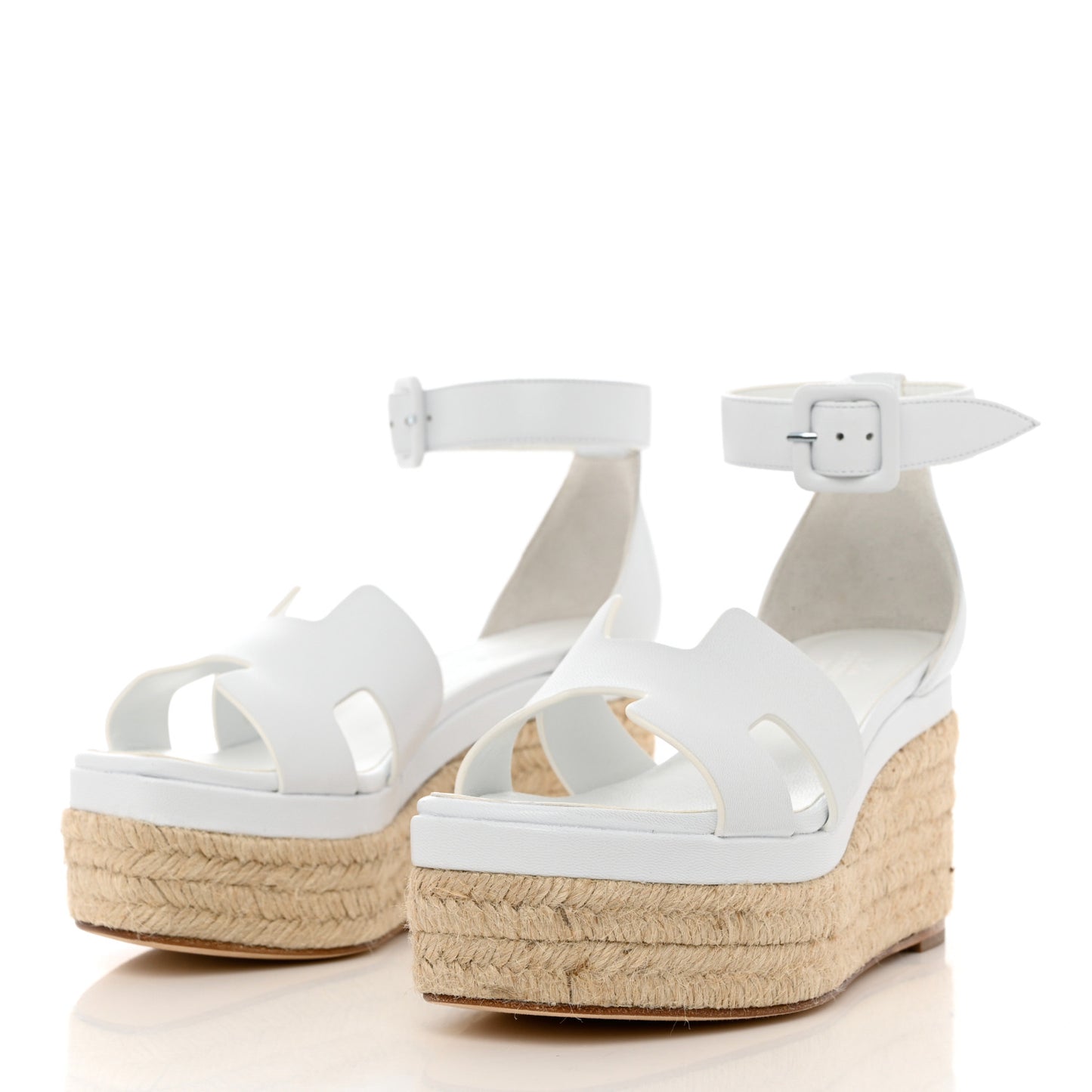 Goatskin Elda Espadrille Wedge Sandals 35 White