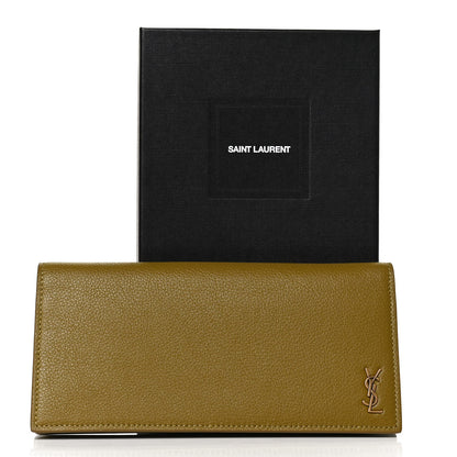 Saint Laurent Grained Calfskin Foldover Monogram Wallet Olive 10 of 10