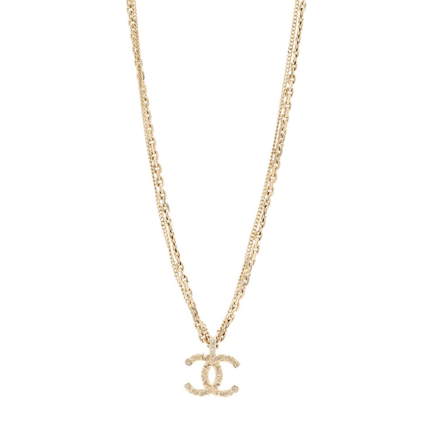 Crystal CC Multi Strand Chain Necklace Gold