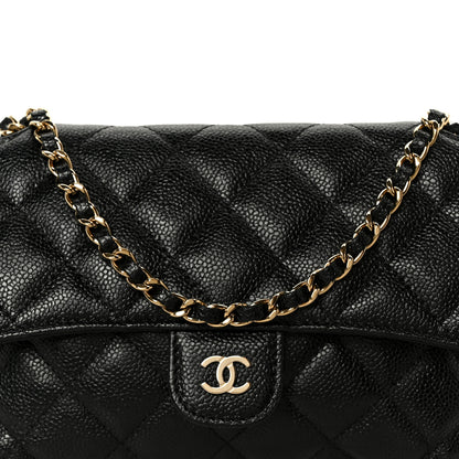 Chanel Caviar Fabric Foldable Tote Bag With Chain Black Multicolor 14 of 20