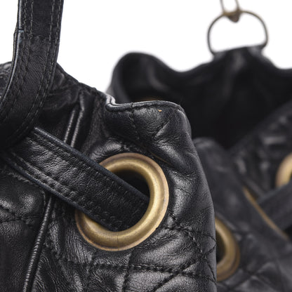 Christian Dior Lambskin Cannage Drawstring Bag Black 13 of 16